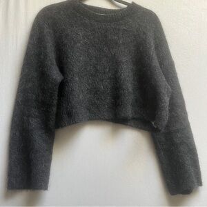Babaton Fuzzy merino wool Cropped Crew Sweater Sz S